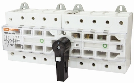TDM ELECTRIC SQ0222-0026 Рубильник модульный с видимым разрывом, реверсивный РМВ-80 4П 80A TDM